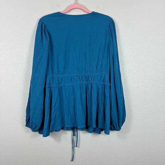 Torrid Washable Gauze Tie Front Kimono Blue Steel Size XL - Picture 7 of 7